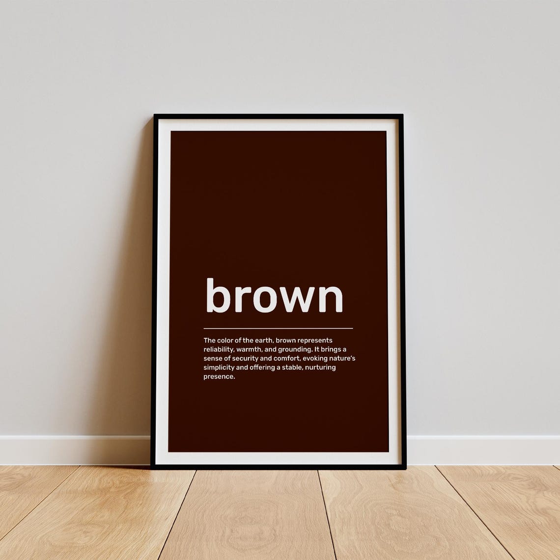 Brown Color Definition Dictionary Typography Minimalist Art Print