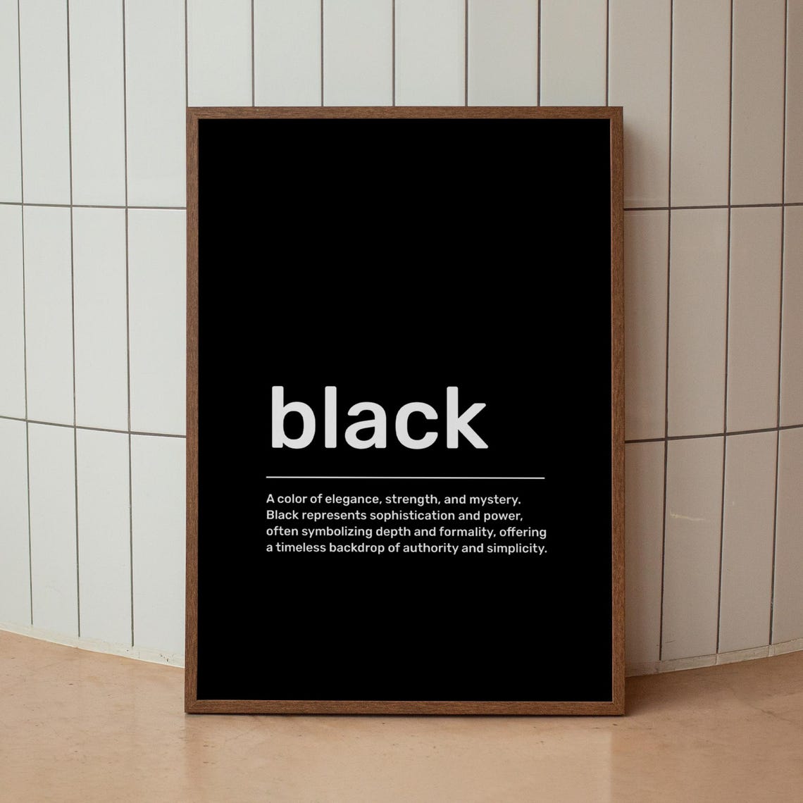 Black Elegance Strength Mystery Dictionary Meaning Typography Poster - Image 3