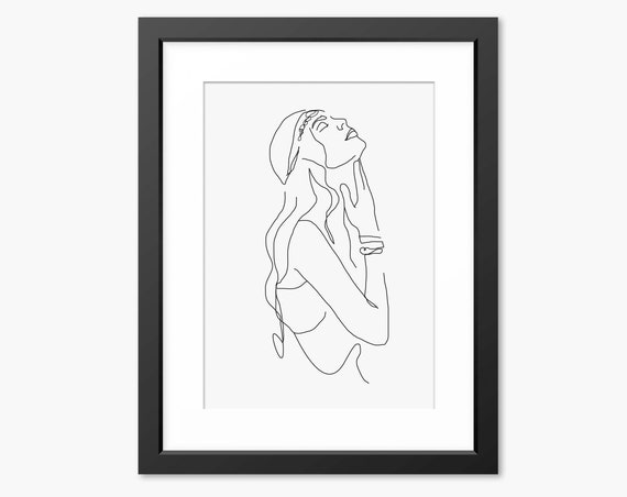 Boho Art Print Bohemian Art Print Bohemian Wall Art Bohemian Wall Print Female Line Drawing Female Line Art Boho Poster Illustration