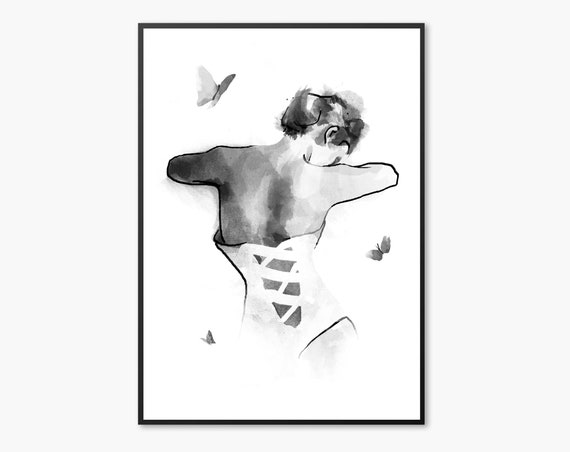 Elegant Wall Art Wall Art Prints Pink Wall Art Bedroom Wall Art Butterfly Art Print Wall Art Print Butterfly Decor Female Art Print