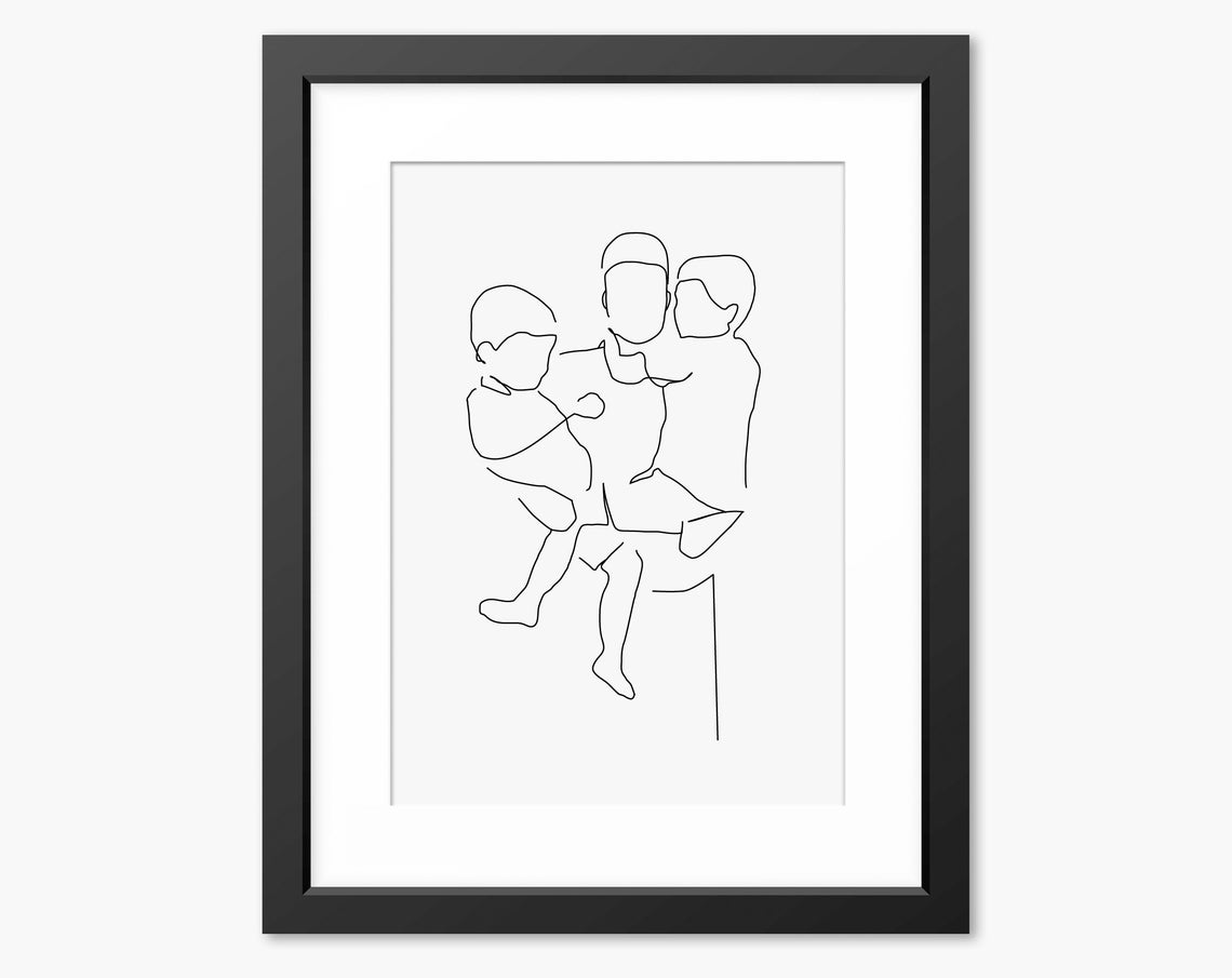 Fathers Day Print Father And Sons Print Family Print Family Drawing Family Illustration Gift For Dad Dad Art Print Father And Sons