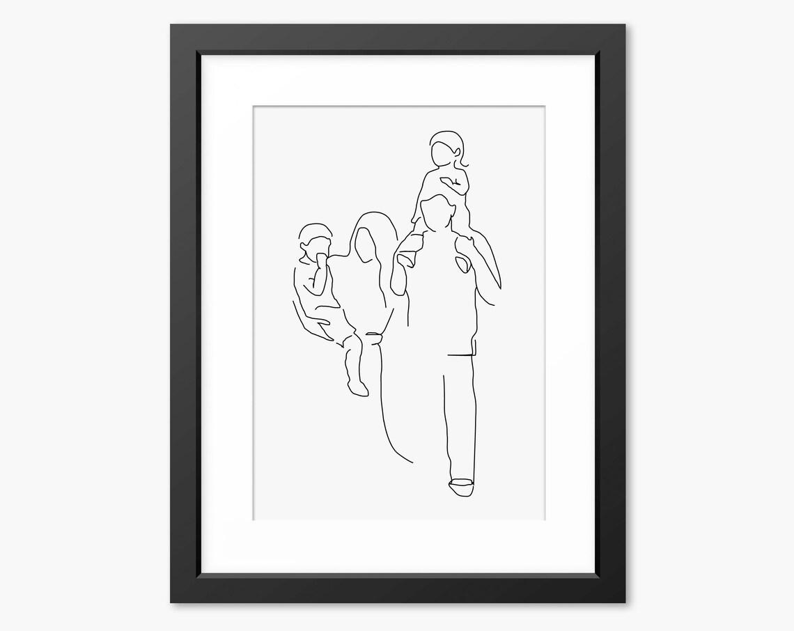 Loving Parents With Baby and Child on Shoulders Walking Poster