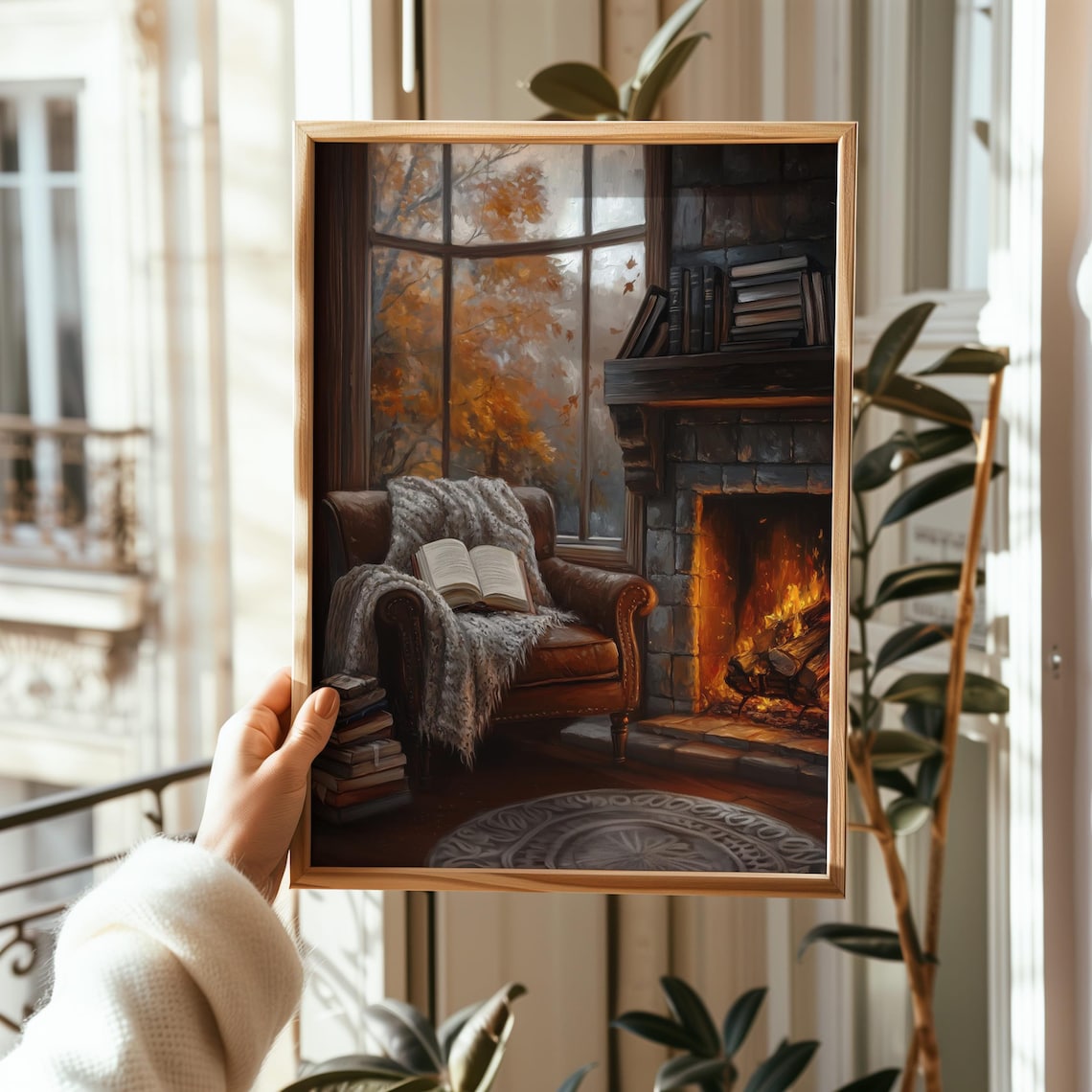 Cozy Autumn Reading Nook Art Print, Rustic Decor - Image 3