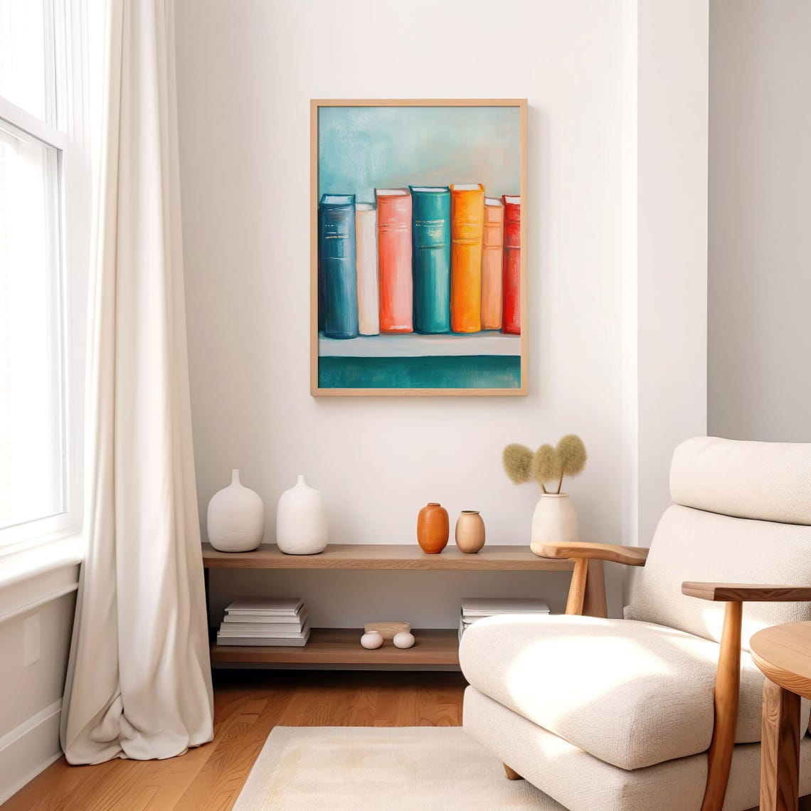 Colorful Painted Bookshelf Row Book Lover Library Decor Poster - Image 5