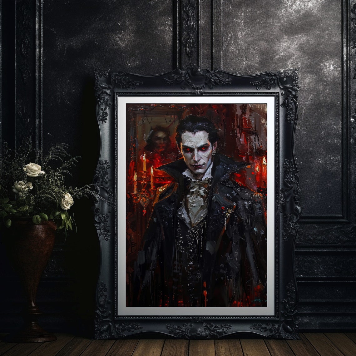 Gothic Vampire Portrait With Piercing Red Eyes Dark Fantasy Poster - Image 5