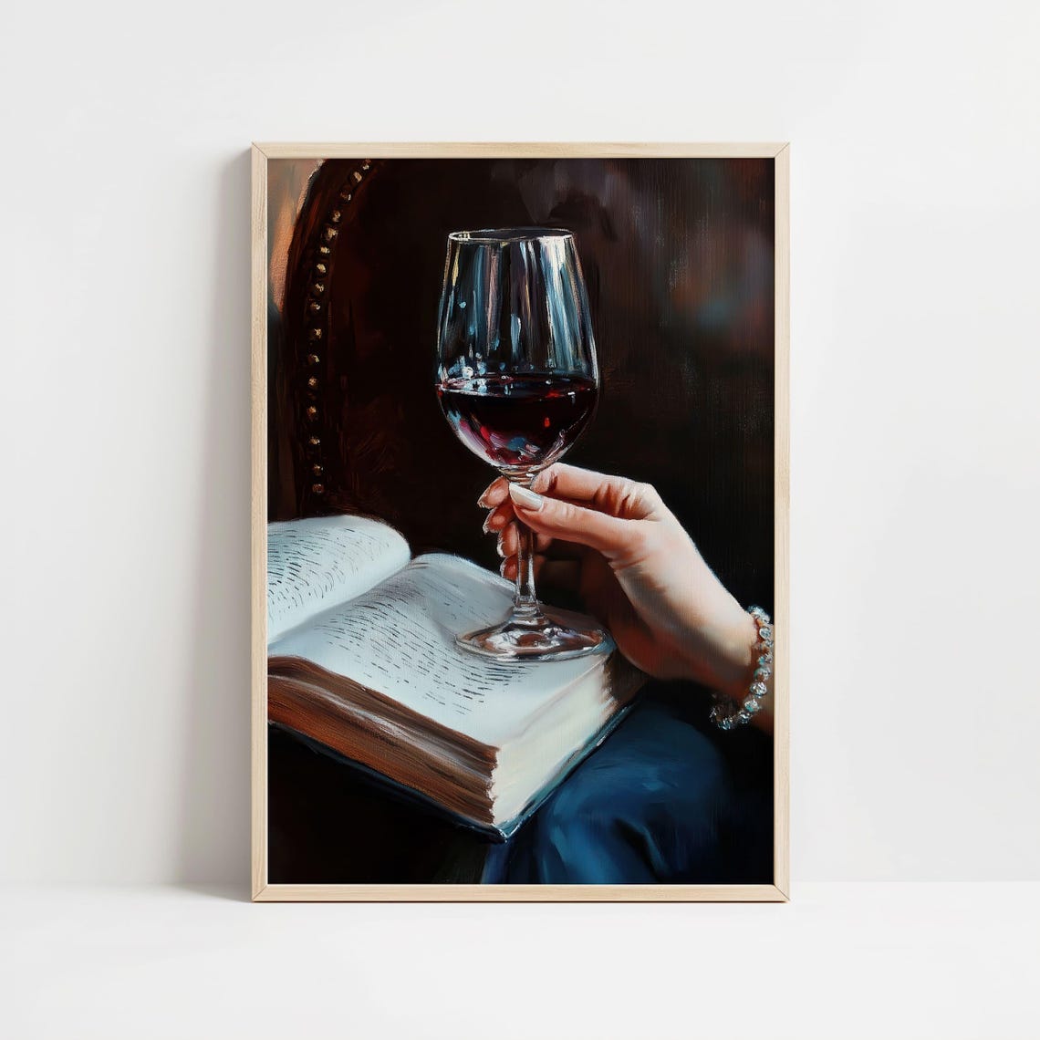 Elegant Hand Holding A Red Wine Glass Over An Open Book Poster - Image 8