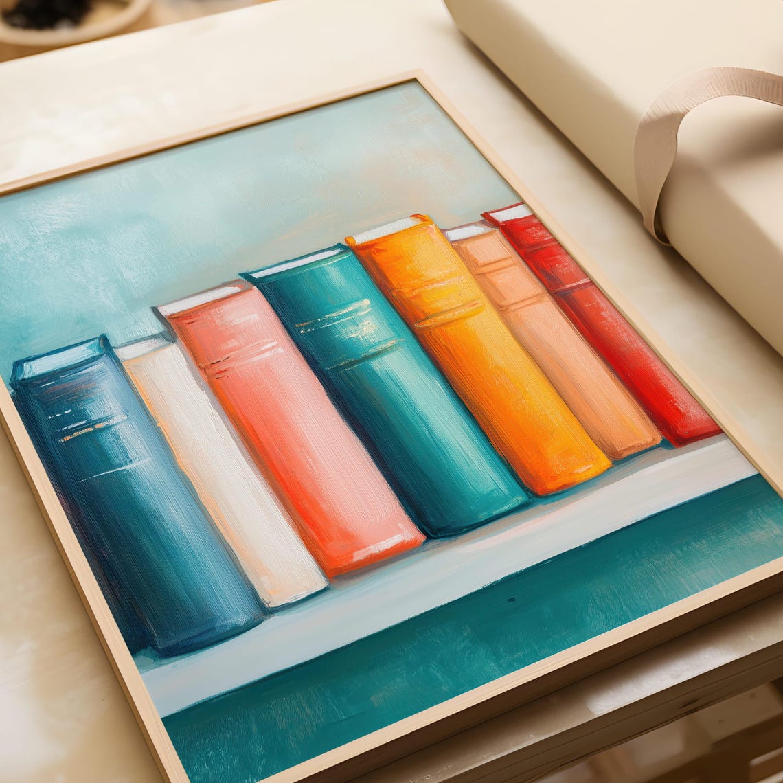 Colorful Painted Bookshelf Row Book Lover Library Decor Poster - Image 6