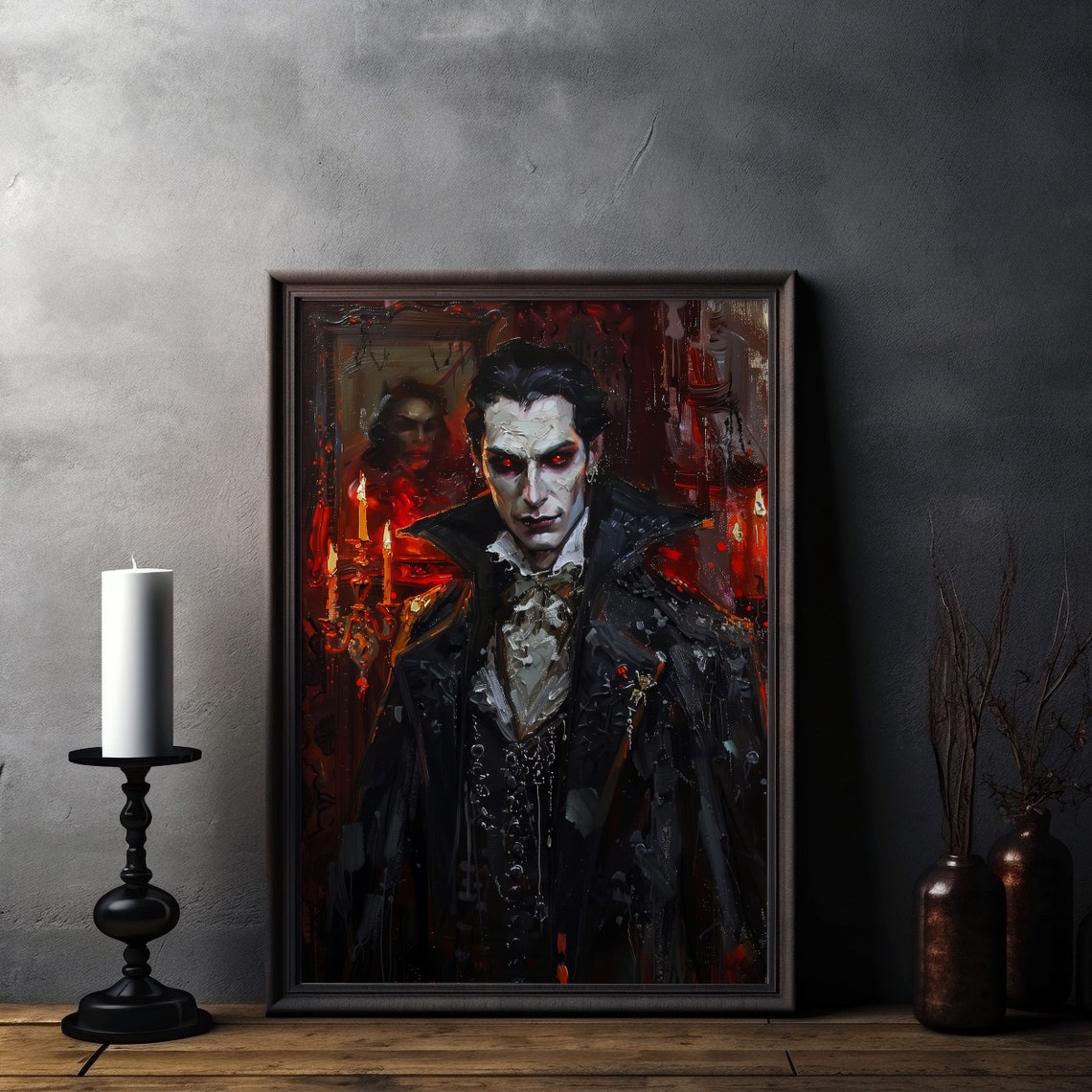 Gothic Vampire Portrait With Piercing Red Eyes Dark Fantasy Poster - Image 4