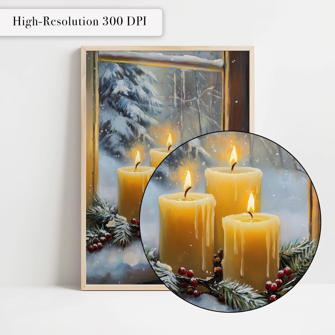Cozy Winter Candle Window Snowy Pines Holiday Christmas Glow Poster - Image 4