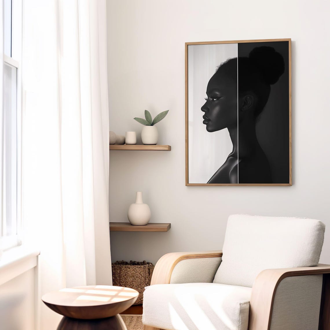 Black And White Woman Profile Afrocentric Portrait Art Poster - Image 5
