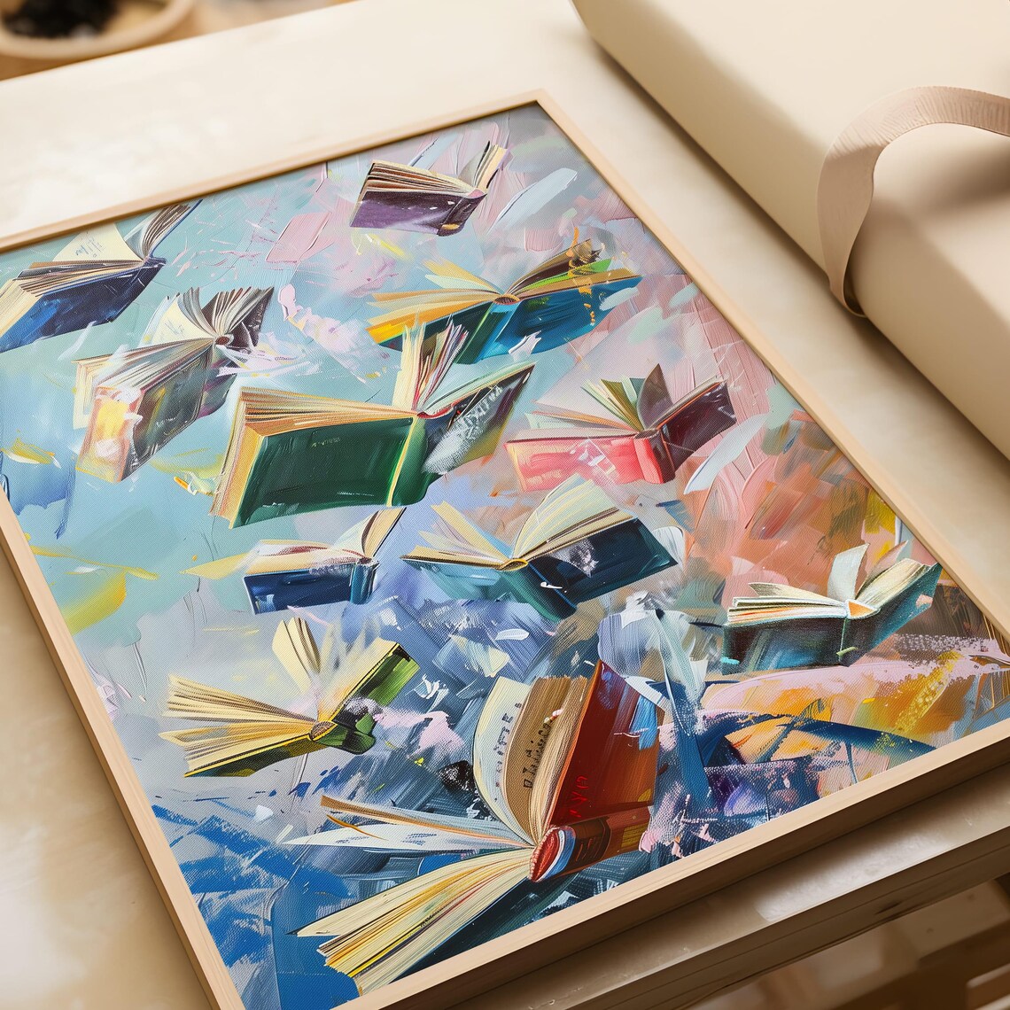 Flying Books Art Print, Vibrant Literary Decor - Image 3