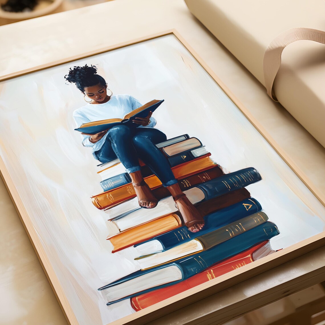 Black Woman Reading Book Art Print, Bookish Decor - Image 7