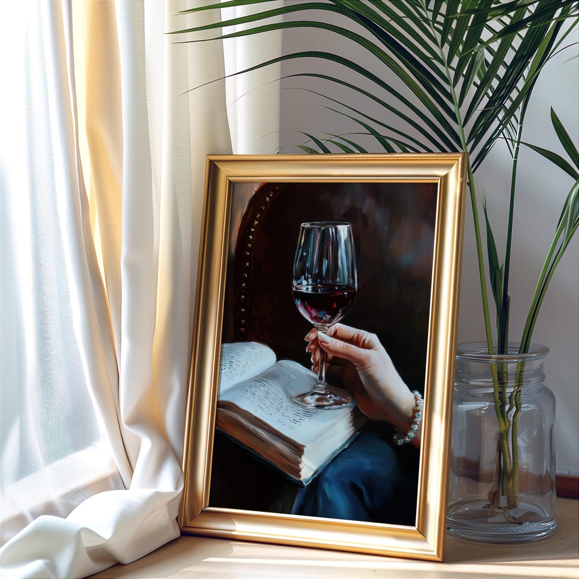 Elegant Hand Holding A Red Wine Glass Over An Open Book Poster - Image 5