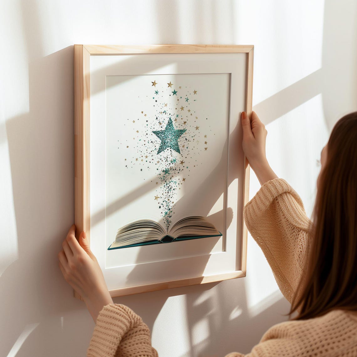 Open Book With Sparkling Teal Star Magic Reading Nook Poster - Image 6