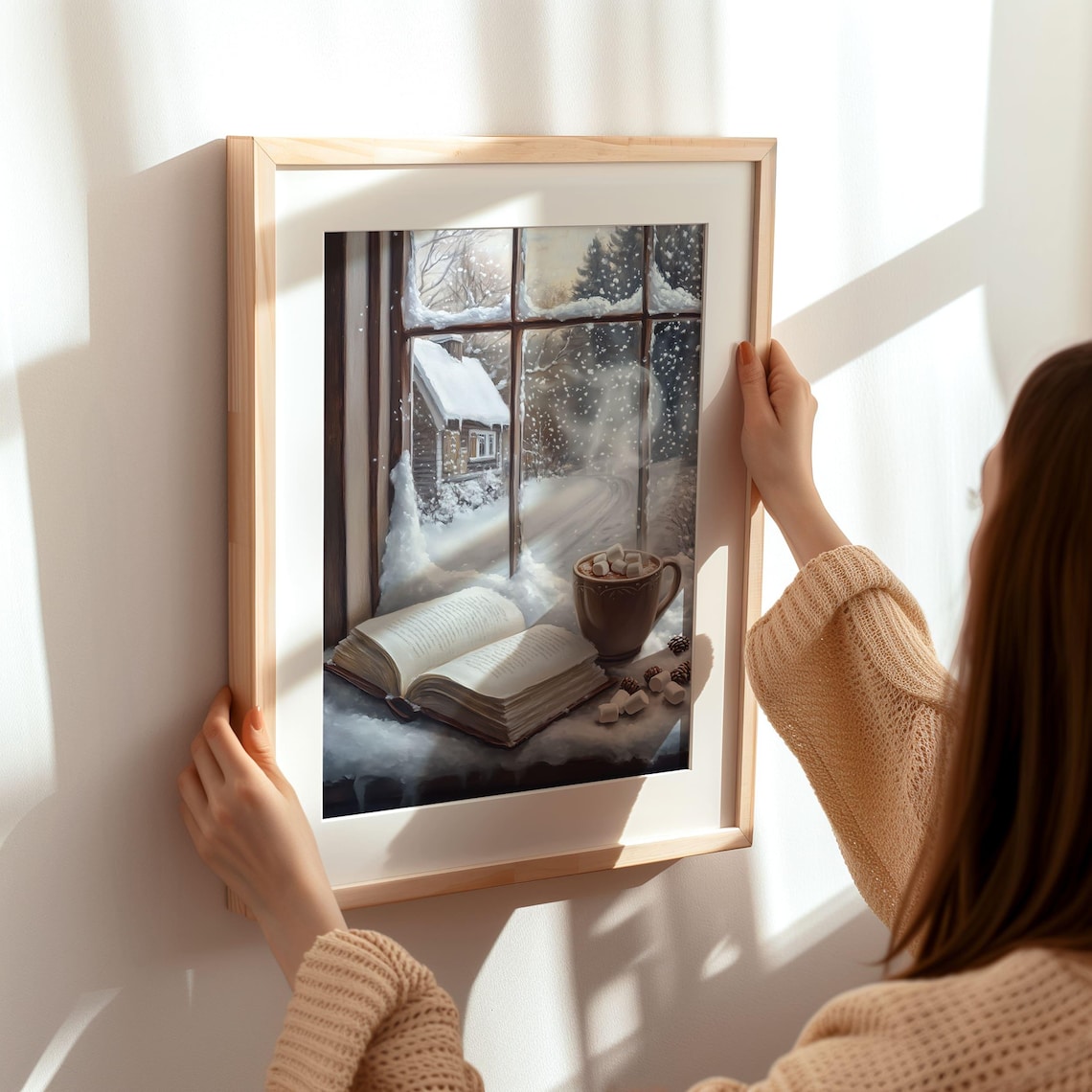 Winter Book Reading Art Print, Cozy Reading Nook - Image 6