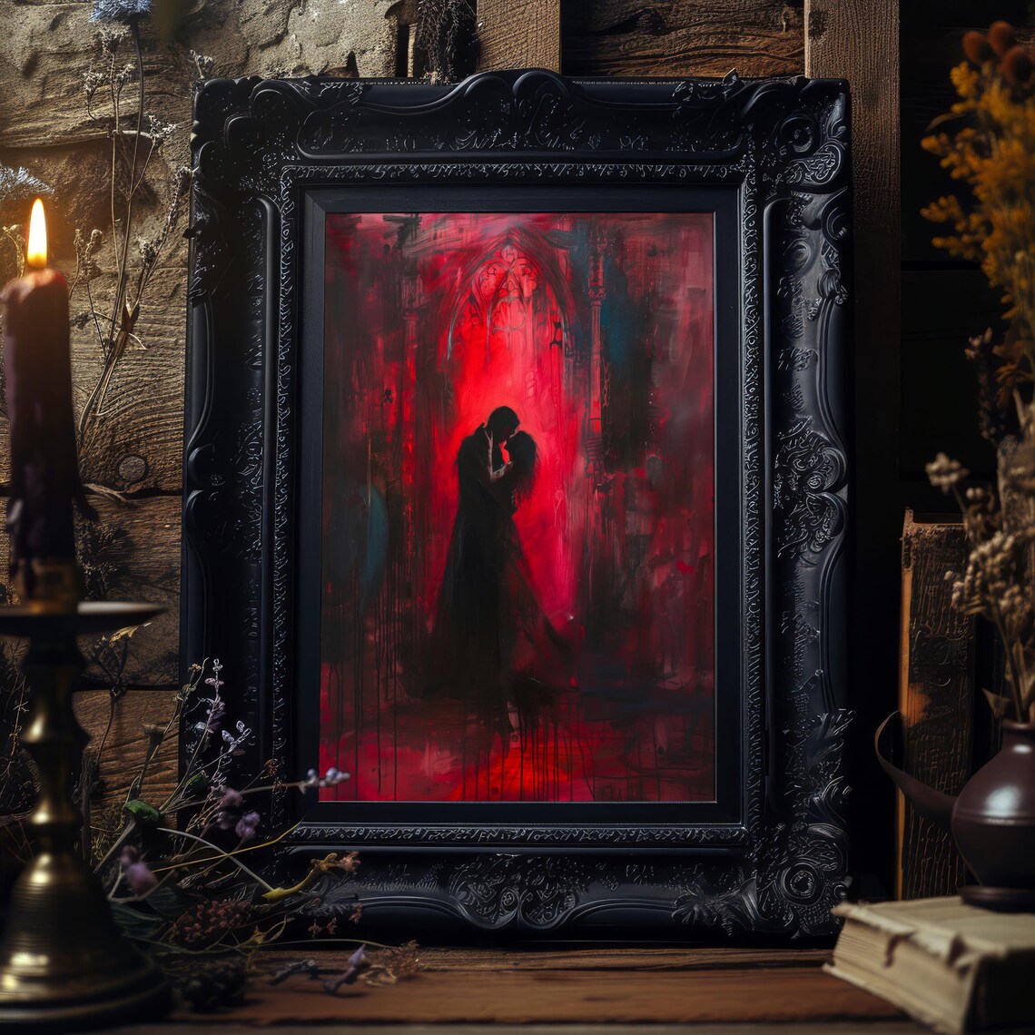 Gothic Romantic Couple Art Print, Dark Romance - Image 6
