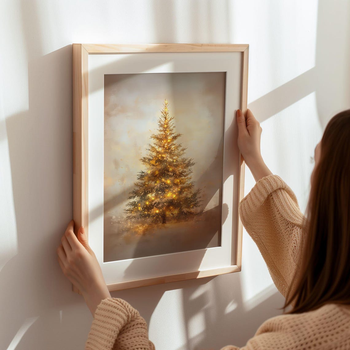 Golden Lit Christmas Tree Warm Winter Holiday Decor Art Poster - Image 6