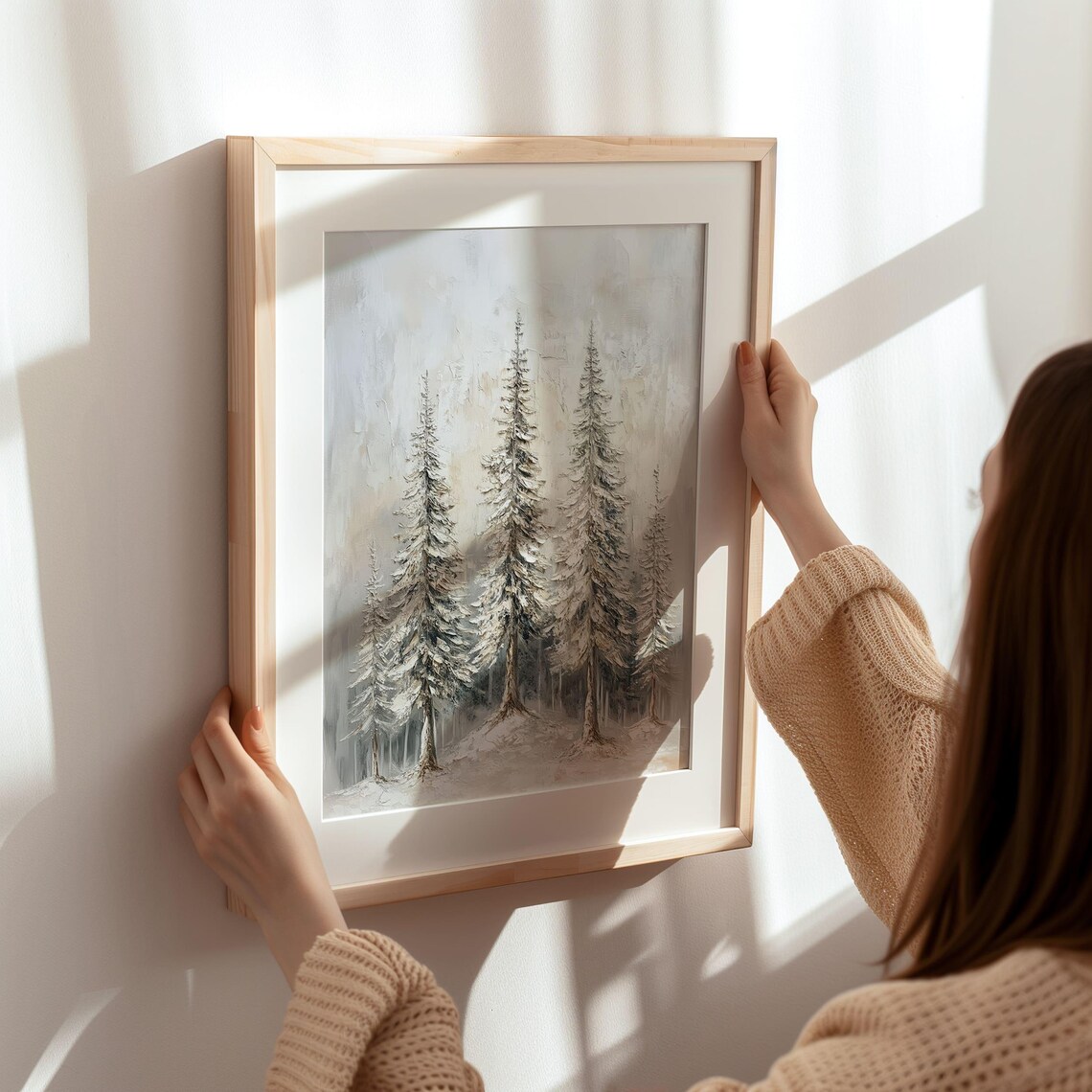 Pine Tree Winter Forest Abstract Landscape Art Print - Image 7