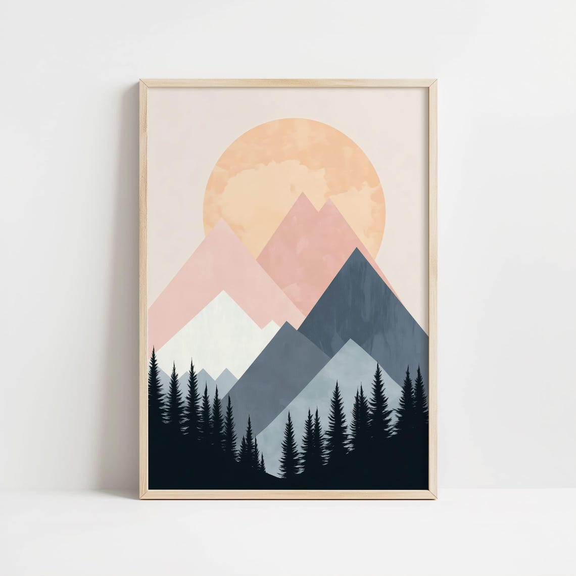 Minimalist Mountain Sunrise Abstract Peaks Forest Landscape Poster - Image 8