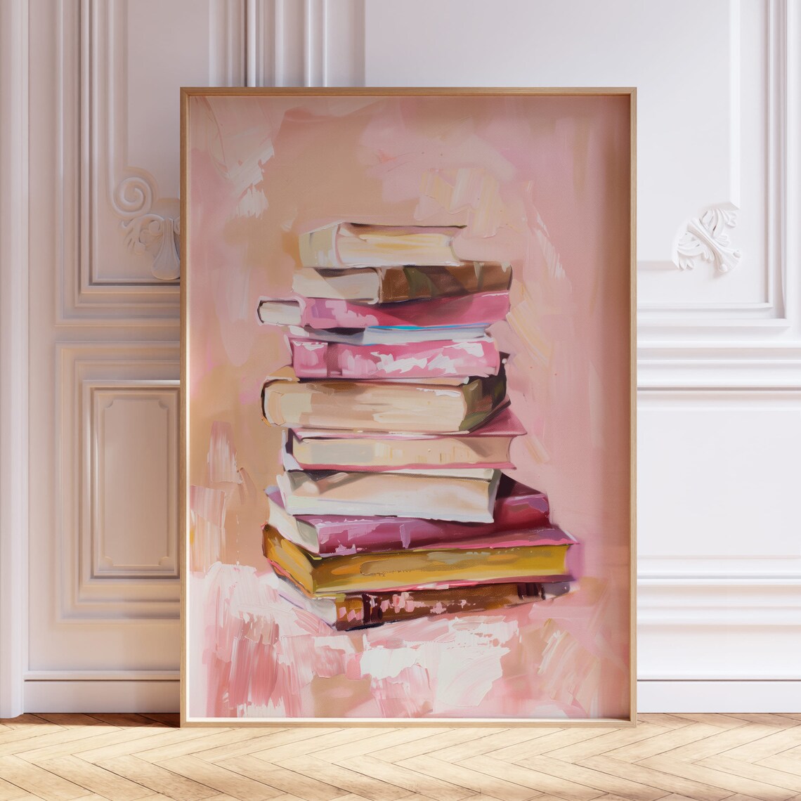 Pastel Book Stack Art Print, Reading Decor