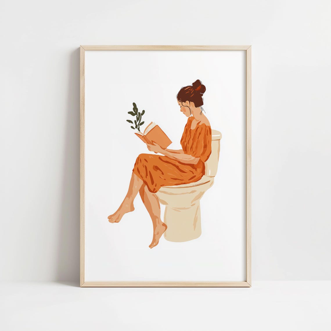 Woman Reading Book On Toilet Funny Bathroom Humor Gift Poster - Image 8