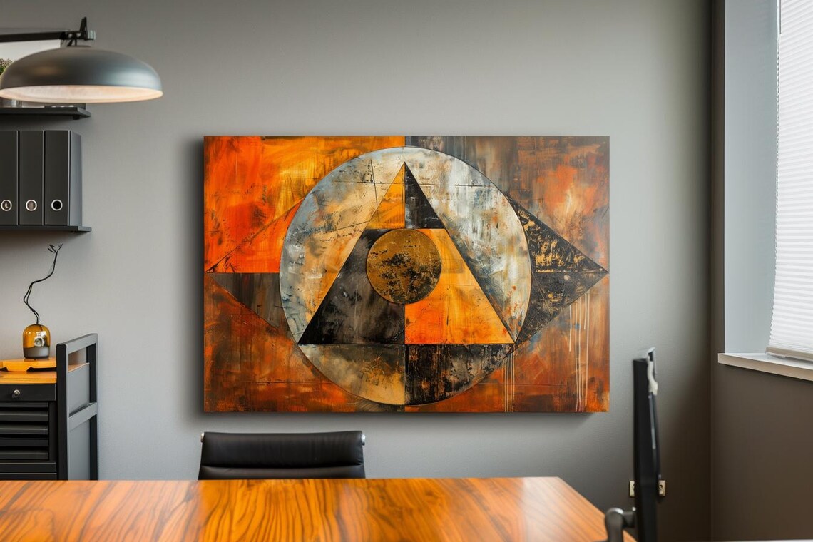 Painting Orange Day Abstract Stretched Painting Wall Art Print Contemporary Artwork For Home Decor - Image 3