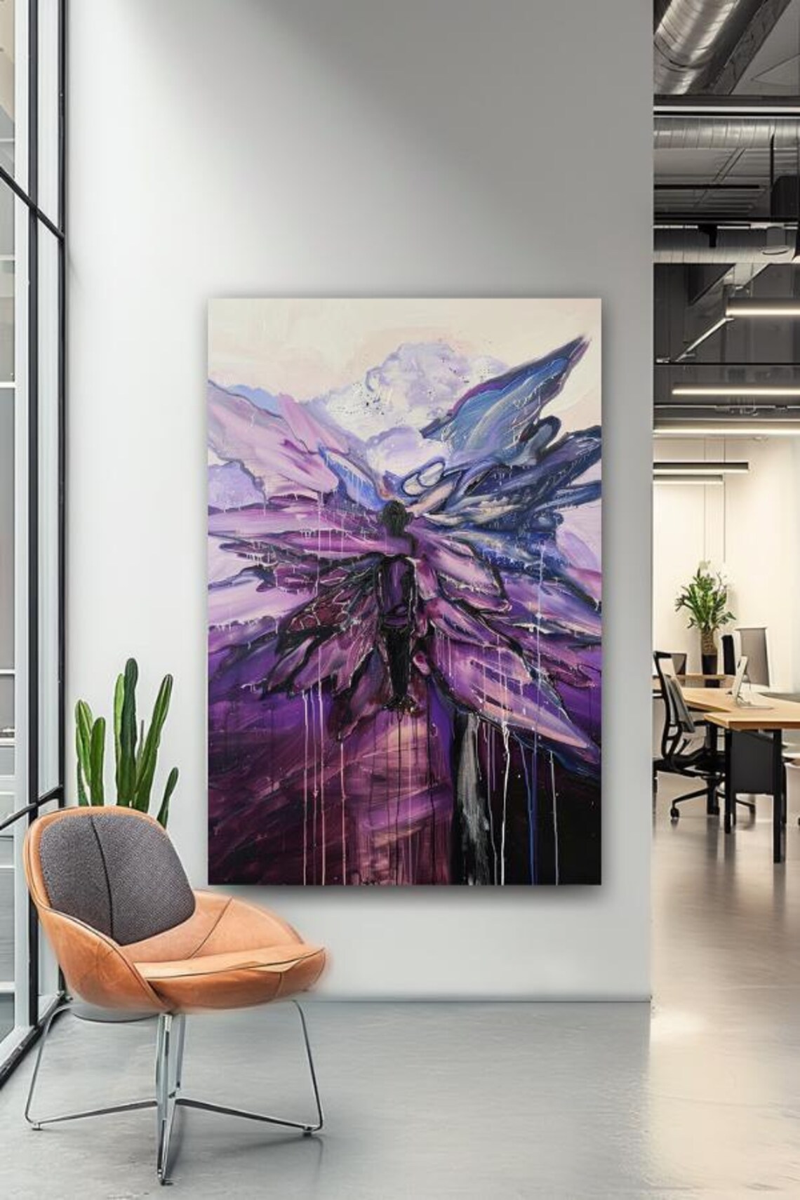 Purple Butterfly Wings Dark Angel Silhouette Abstract Art Poster - Image 2