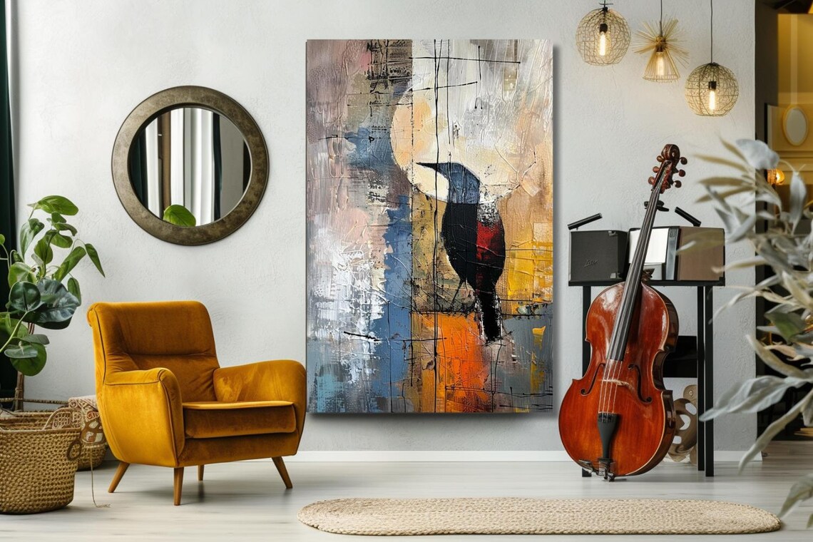 Colorful Bird Abstract Art Print, Contemporary Artwork - Image 3