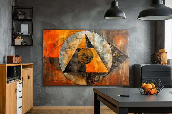 Painting Orange Day Abstract Stretched Painting Wall Art Print Contemporary Artwork For Home Decor