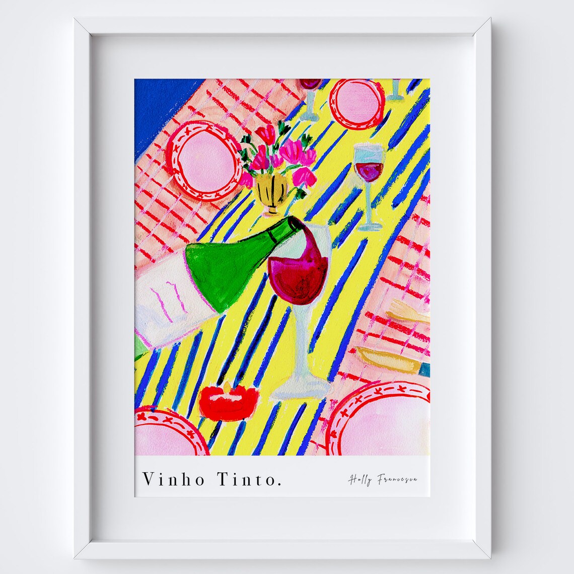 Red Wine Art Print, Watercolour Kitchen Decor