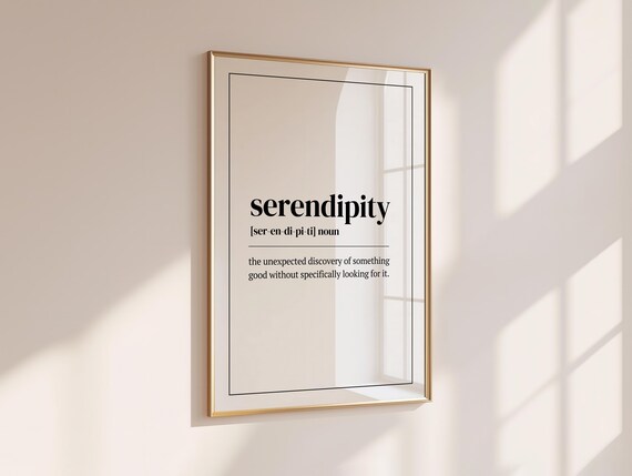 Serendipity Dictionary Definition Minimalist Typography Wall Art