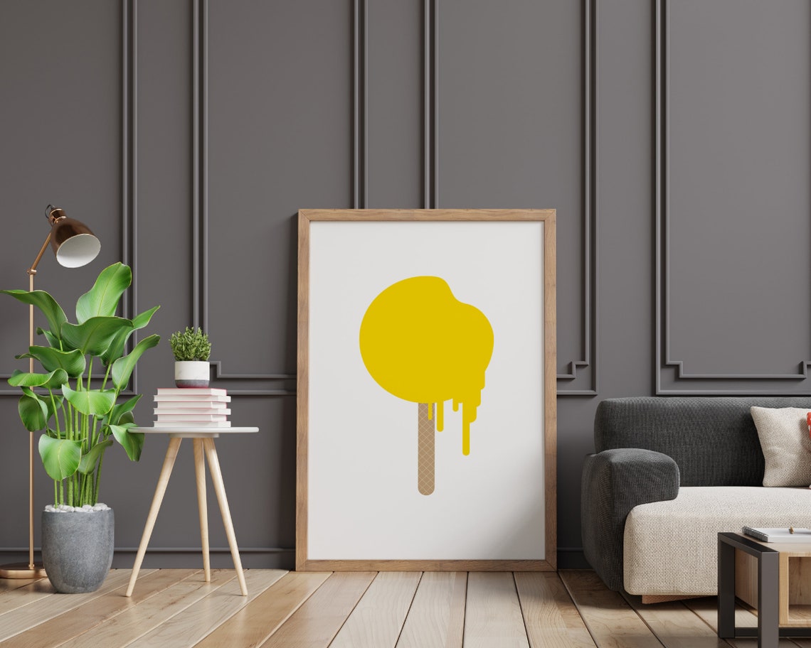 Melting Yellow Sun Popsicle Minimal Summer Illustration Art Poster - Image 2