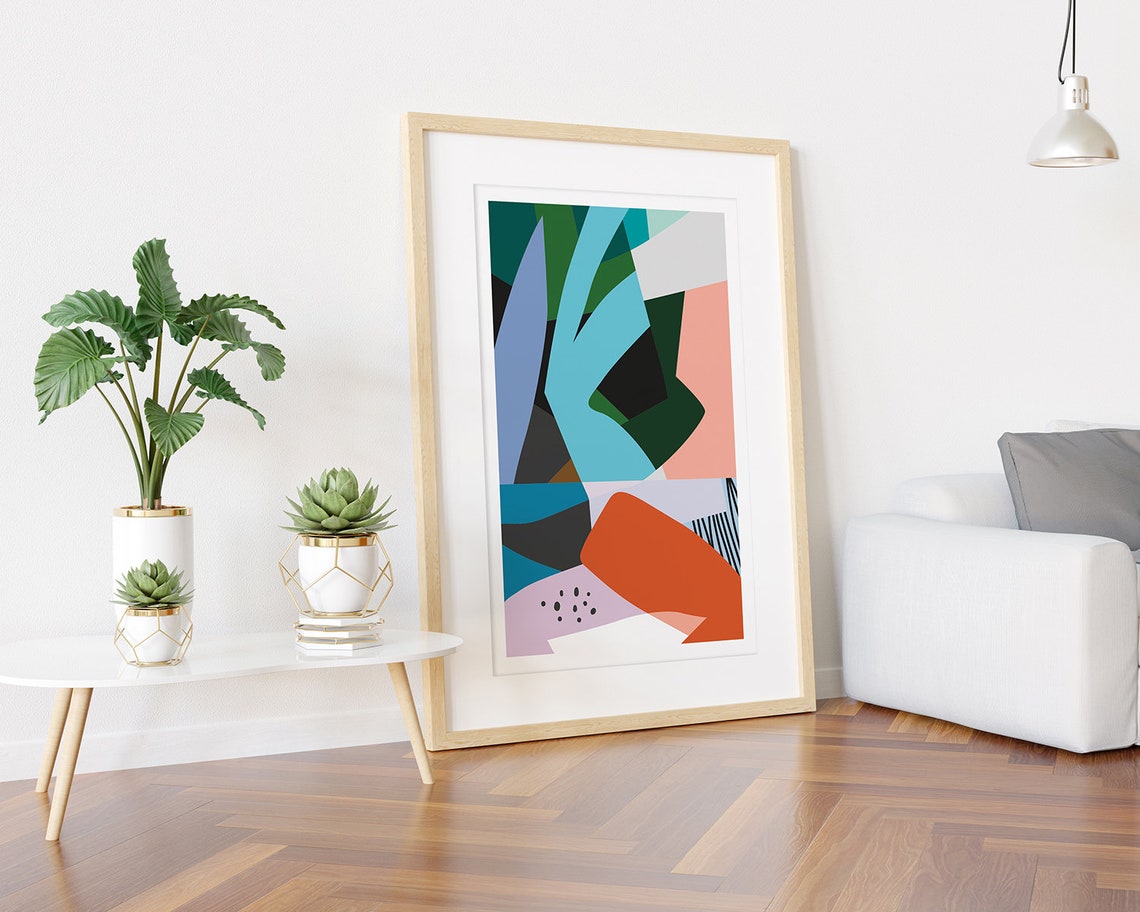 Fragments and Dreams Abstract Bold Geometric Collage Art Poster - Image 3