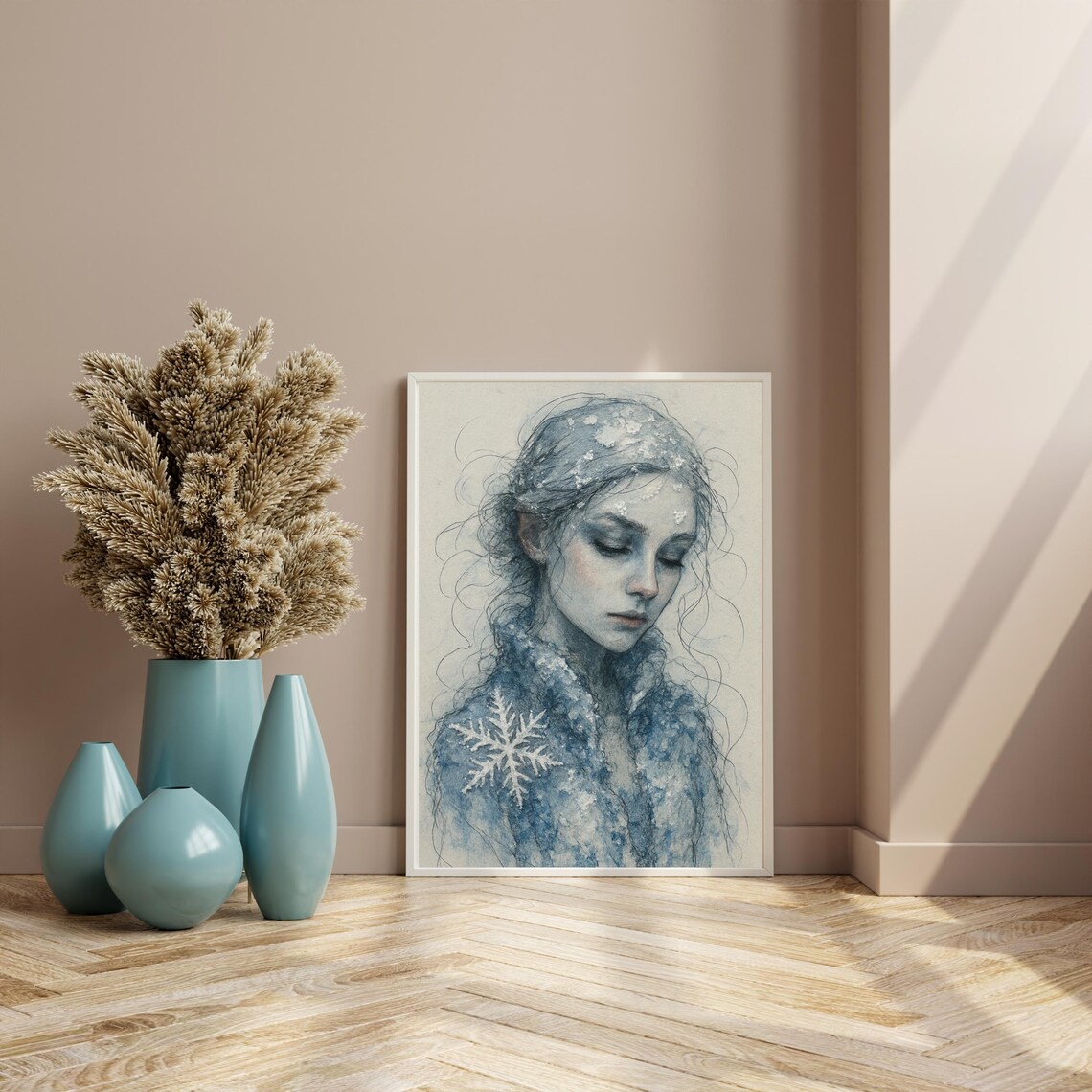 Winter Woman Portrait, Renaissance Style Artwork - Image 3