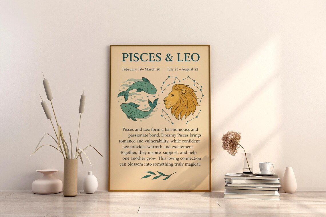 Pisces And Leo Zodiac Compatibility Poster