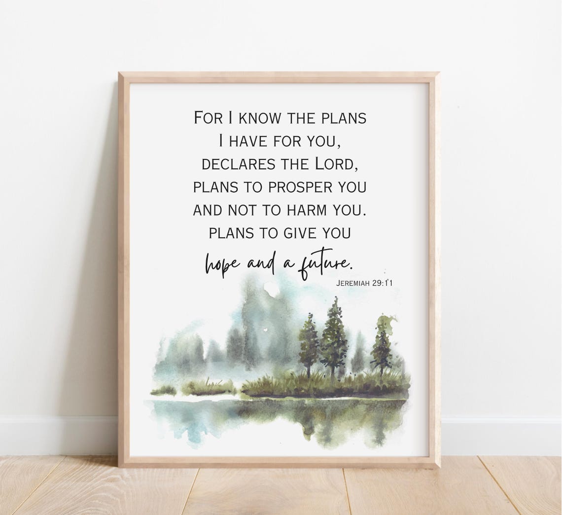 Jeremiah 29:11 Hope and a Future Bible Verse Watercolor Print