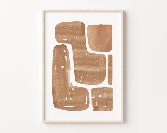 Abstract Brush Stroke Art Beige Geometric Painting Beige Print Wall Art Geometric Watercolor Print Boho Decor
