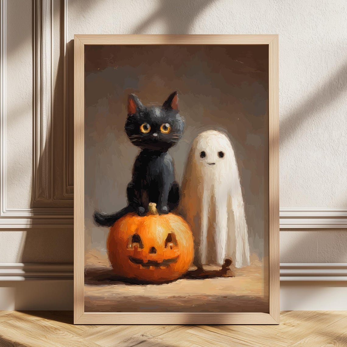 Print Spooky Cat Vintage Vampire Halloween Art Poster Posters