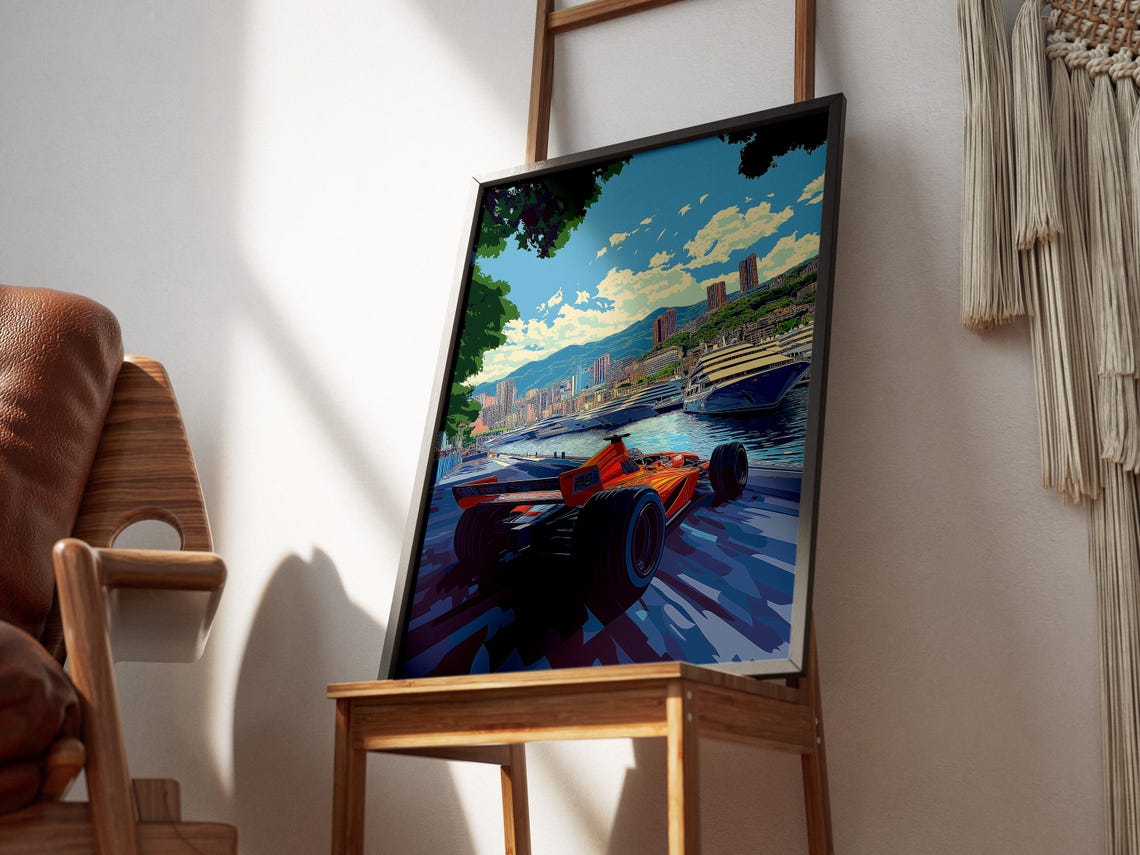 Monaco Formula 1 Grand Prix Race Harbor Illustration Art Poster - Image 3