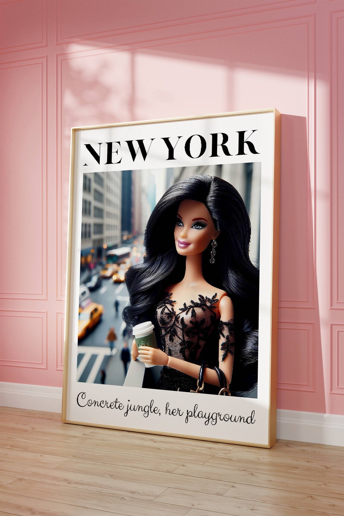 NYC Fashion Doll Poster, Girly New York Art Print