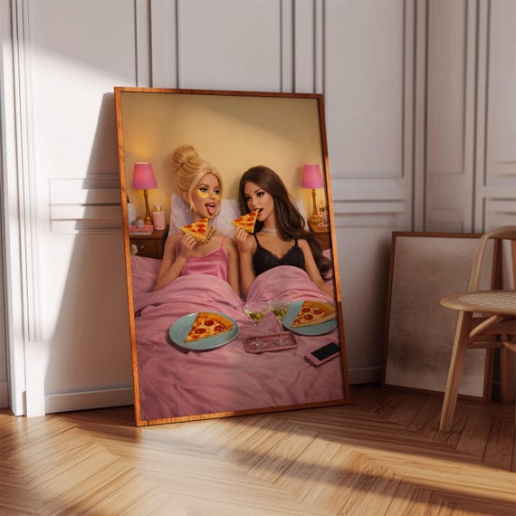 Sleepover Friends Poster Pink Bedroom Wall Art Digital Download