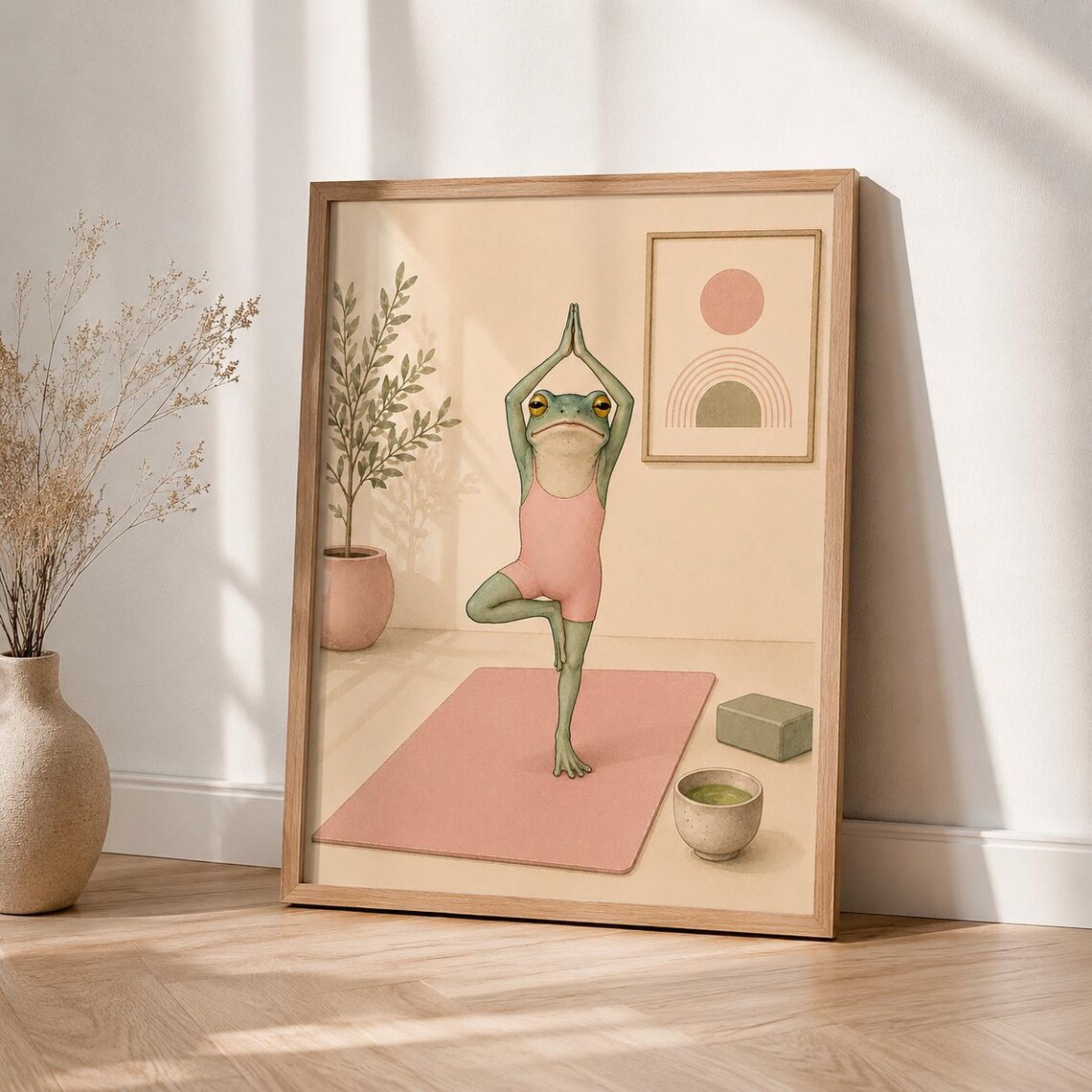 Frog Yoga, Funny Meditation Decor Art Print
