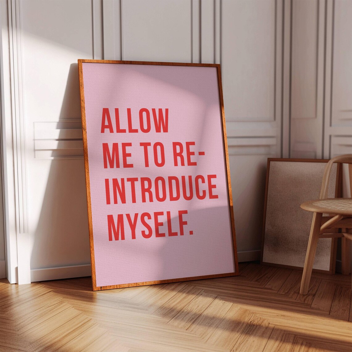 Allow Me to Reintroduce Myself Quote Poster Retro Pink Typography Girly Decor