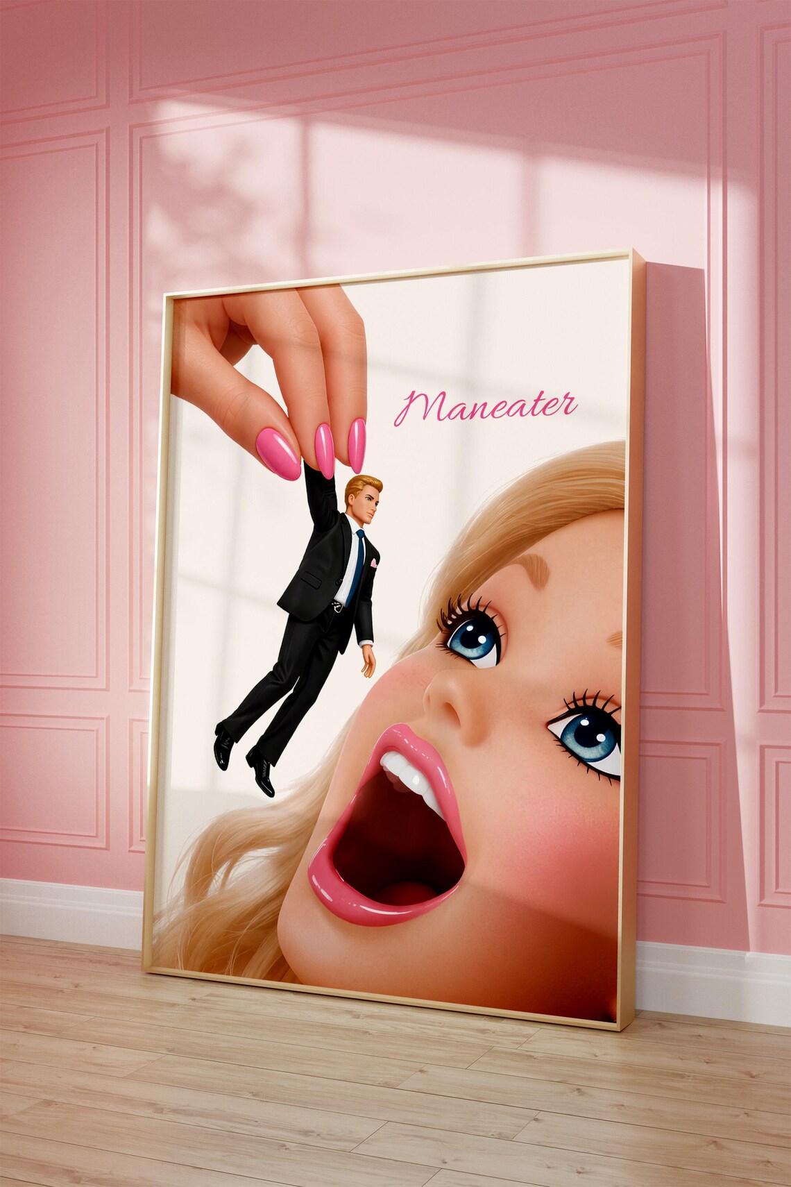 Feminist Maneater Poster, Funny Woman Art Print