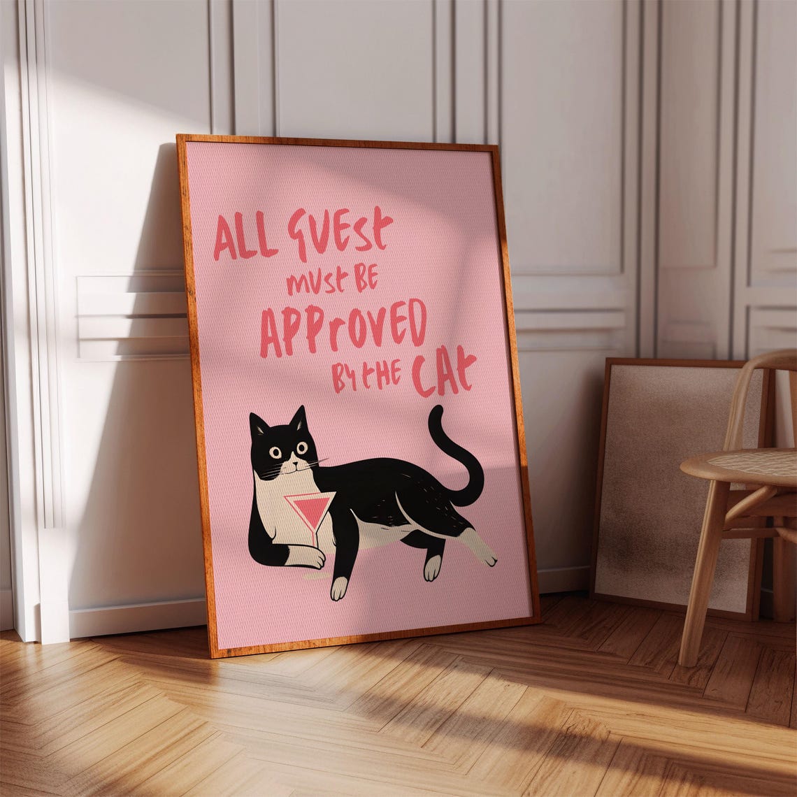 Funny Cat Print All Guests Must Be Approved Quote Digital Download