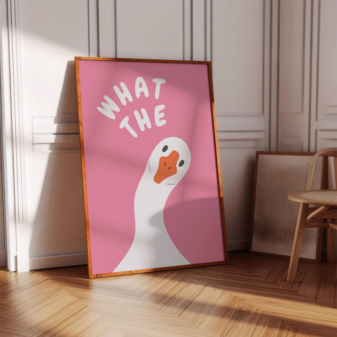 What The Duck Funny Pink Retro Art Print