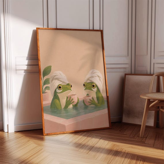 Frogs In The Bathtub Funny Bathroom Wall Art Spa Print Instant Download