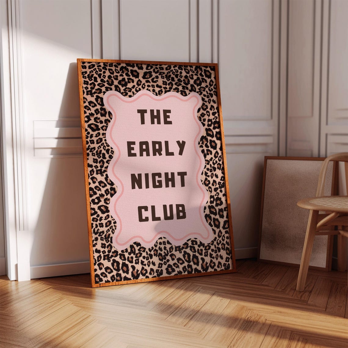 The Early Night Club Funny Quote Leopard Typography Wall Poster