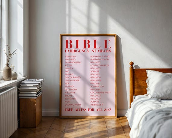 Pink Bible Poster Christian Scripture Verse Print Mental Health Encouragement Gift Minimalist Faith Decor