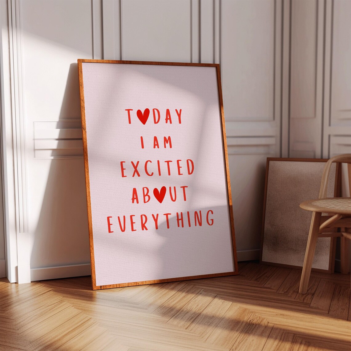 Positive Quote Wall Art Today I Am Excited About Everything Pink Poster Digital Download